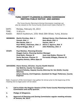 Yuma County Planning & Zoning Commission Meeting Public Notice