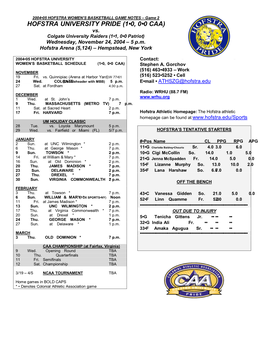 Hofstra University Pride (1-0, 0-0 Caa)