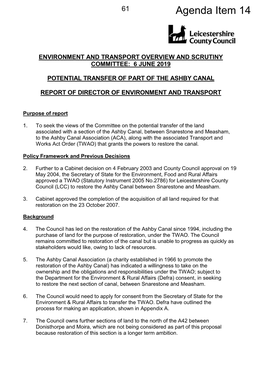 Potential Transfer of Part of the Ashby Canal PDF 152 KB