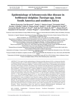 Epidemiology of Lobomycosis-Like Disease in Bottlenose Dolphins Tursiops Spp