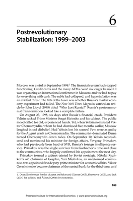 Postrevolutionary Stabilization: 1999-2003