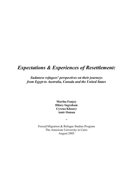 Expectations & Experiences of Resettlement