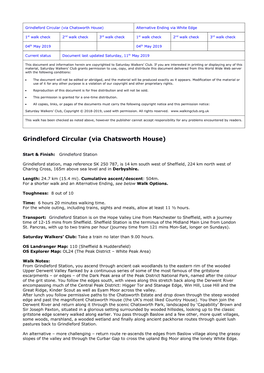 Grindleford Circular (Via Chatsworth House) Alternative Ending Via White Edge