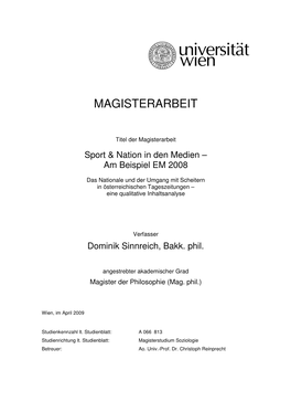 Magisterarbeit Dominik Sinnreich 0205190