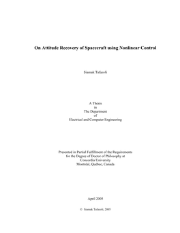 On Attitude Recovery of Spacecraft Using Nonlinear Control