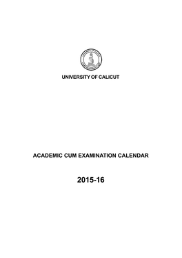 Academic Cum Examination Calendar