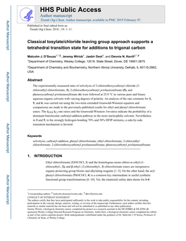 Classical Tosylate/Chloride Leaving Group Approach Supports a Tetrahedral Transition State for Additions to Trigonal Carbon