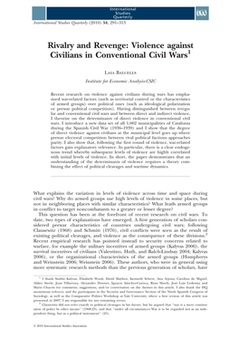 Rivalry and Revenge: Violence Against Civilians in Conventional Civil Wars1