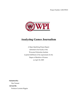 Analyzing Games Journalism