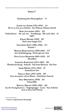 Einleitung Des Herausgebers 13 Mir Ist Zu Licht Zum Schlafen • Nur