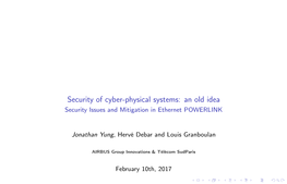 Security Issues and Mitigation in Ethernet POWERLINK