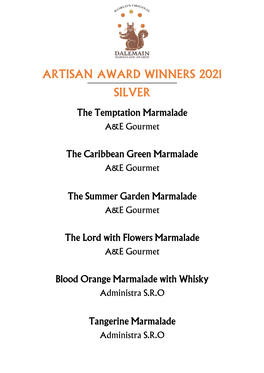 Artisan Award Winners 2021 Silver