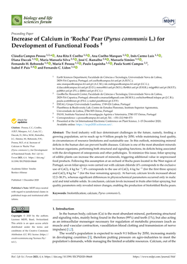 Increase of Calcium in 'Rocha' Pear (Pyrus Communis