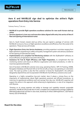 Aero K and NAVBLUE Sign Deal to Optimize the Airline's Flight
