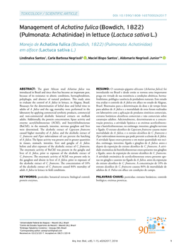 Management of Achatina Fulica (Bowdich, 1822)(Pulmonata