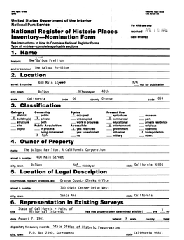 National Register Off Historic Places Inventory—Nomination Form 1