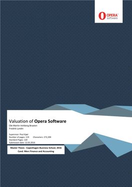 Valuation of Opera Software Ole Martin Veitberg Braaten Fredrik Lundin