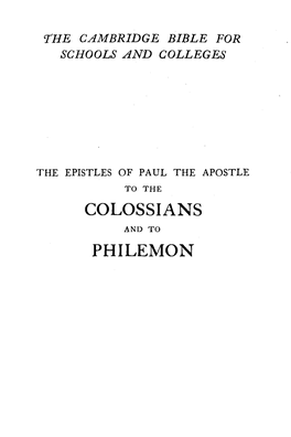 Colossians Philemon