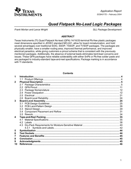 Quad Flatpack No-Lead Logic Packages