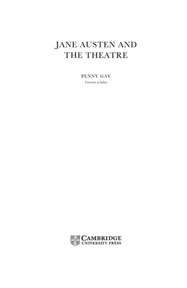 Jane Austen and the Theatre