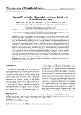 Chinese Journal of Atmospheric Sciences Impact of Urban Surface