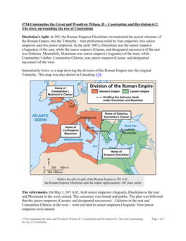 754 Constantine the Great and Woodrow Wilson, II – Constantine and Revelation 6:2: the Story Surrounding the Rise of Constantine