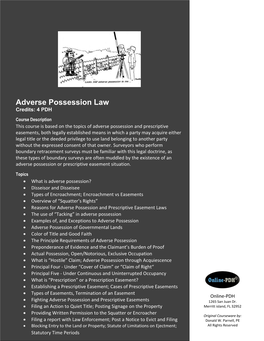 Adverse Possession Law Credits: 4 PDH