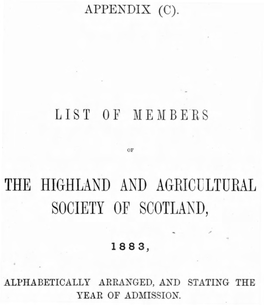 The Highland and Agricultural Society of Scotland