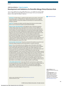 Development and Validation of a Penicillin Allergy Clinical Decision Rule