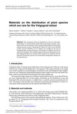 Materials on the Distribution of Plant Species Which Are Rare for the Volgograd Oblast