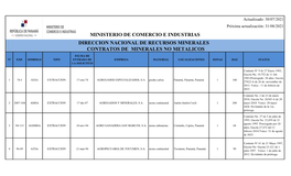 Listado De Contratos No Metálicos Julio 2021