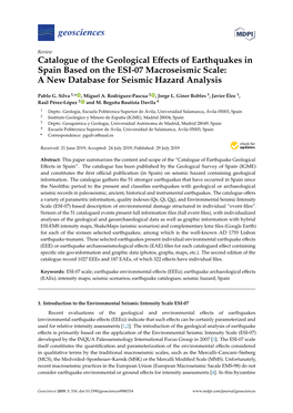 Catalogue of the Geological Effects of Earthquakes in Spain Based on The