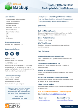 Cross-Platform Cloud Backup to Microsoft Azure