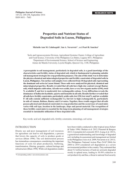 Properties and Nutrient Status of Degraded Soils in Luzon, Philippines