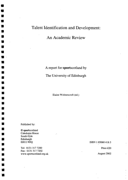Talent Identification and Development: an Academic Review