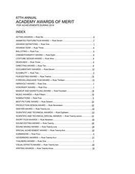 Academy Awards of Merit for Achievements During 2014