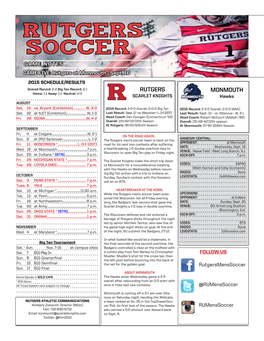 RUTGERS MONMOUTH Home: 1-1 Away: 1-1 Neutral: 0-0 SCARLET KNIGHTS Hawks AUGUST Sat