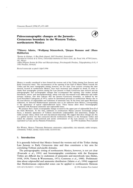 Paleoceanographic Changes at the Jurassic–Cretaceous Boundary In