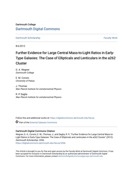 Further Evidence for Large Central Mass-To-Light Ratios in Early- Type Galaxies: the Case of Ellipticals and Lenticulars in the A262 Cluster