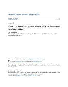 Impact of Urban City Sprawl on the Identity of Suburbs and Rural Areas
