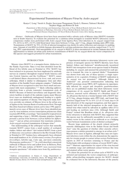 Experimental Transmission of Mayaro Virus by Aedes Aegypti