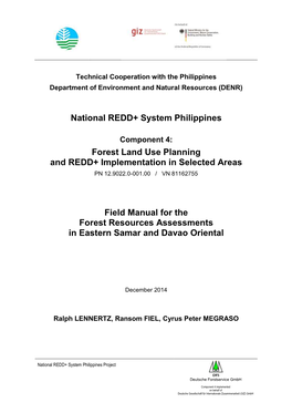 Field Manual for the Forest Resources Assessments in Eastern Samar and Davao Oriental