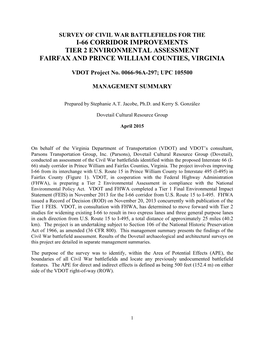 I-66 Corridor Improvements Tier 2 Environmental Assessment Fairfax and Prince William Counties, Virginia