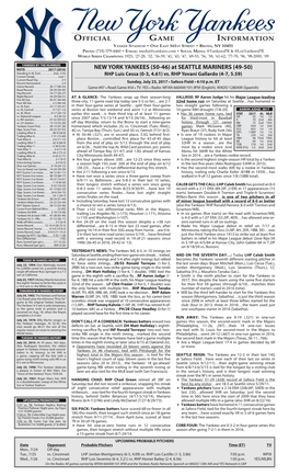 NYY Game Notes