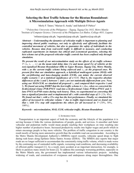 Selecting the Best Traffic Scheme for the Bicutan Roundabout: a Microsimulation Approach with Multiple Driver-Agents Merly F