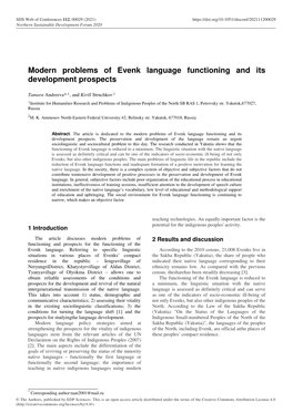 Modern Problems of Evenk Language Functioning and Its Development Prospects