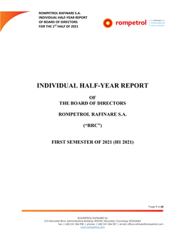 Individual Half-Year Report of Board of Directors for the 1St Half of 2021