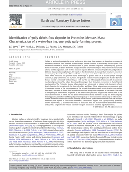 Identification of Gully Debris Flow Deposits in Protonilus Mensae, Mars