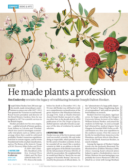 He Made Plants a Profession Jim Endersby Revisits the Legacy of Trailblazing Botanist Joseph Dalton Hooker