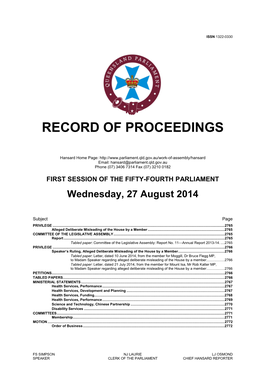 Record of Proceedings